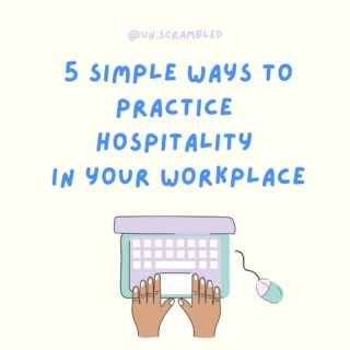 🔑 H O S P I T A L I T Y 🔑

SWIPE LEFT ➡️➡️➡️

I have not arrived in this area! But l’m working on it! How about you? What are some ways you practice hospitality in the workplace? Would love to hear from you. Comment below ✍🏽